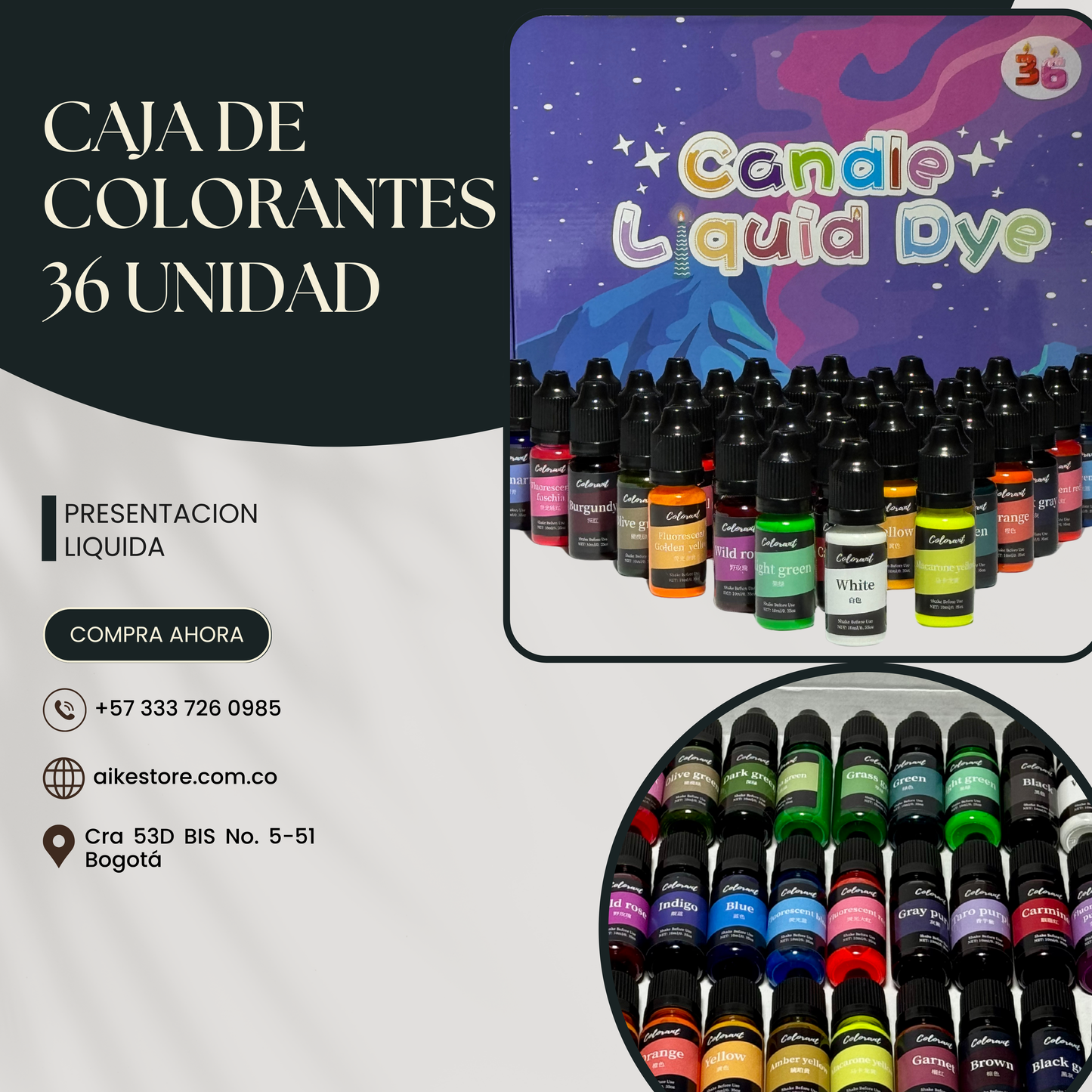 Caja de Colorantes x36 unidades.