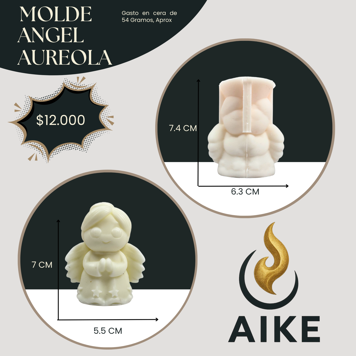 Molde Ángel con Aureola para Velas | Molde de Silicona Decorativo 3D