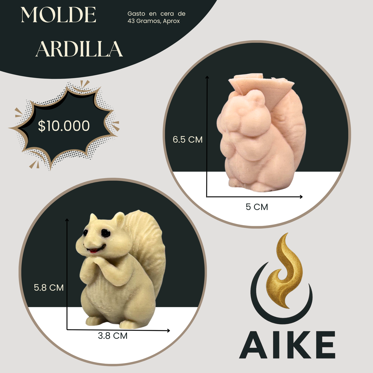 Molde Ardilla para Velas | Molde Decorativo Animal en Silicona