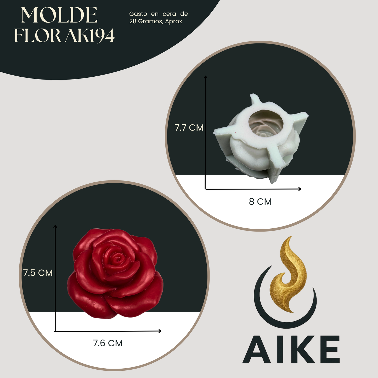 Molde de Silicona Flor AK194 para Velas | Molde 3D Premium