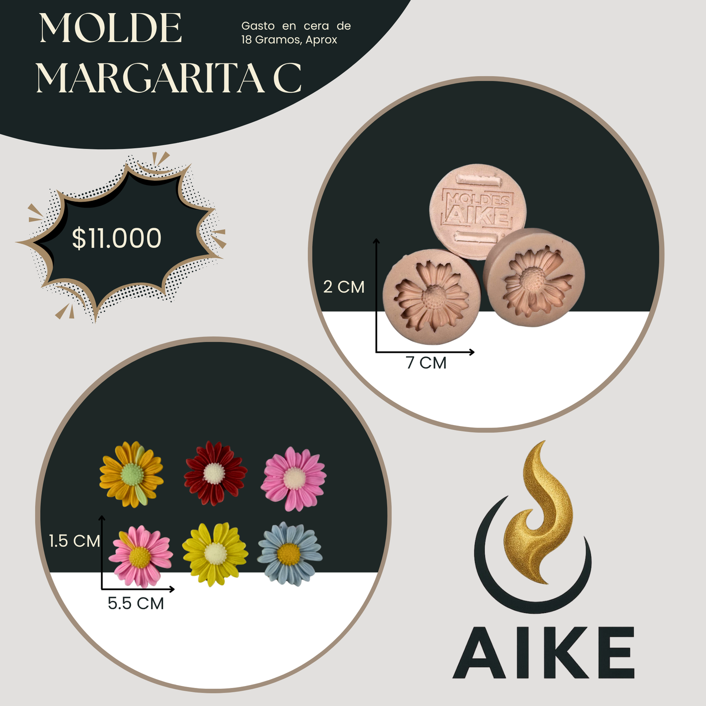 Molde Margarita C para Velas Artesanales y Aromáticas | Molde de Silicona 3D Decorativo
