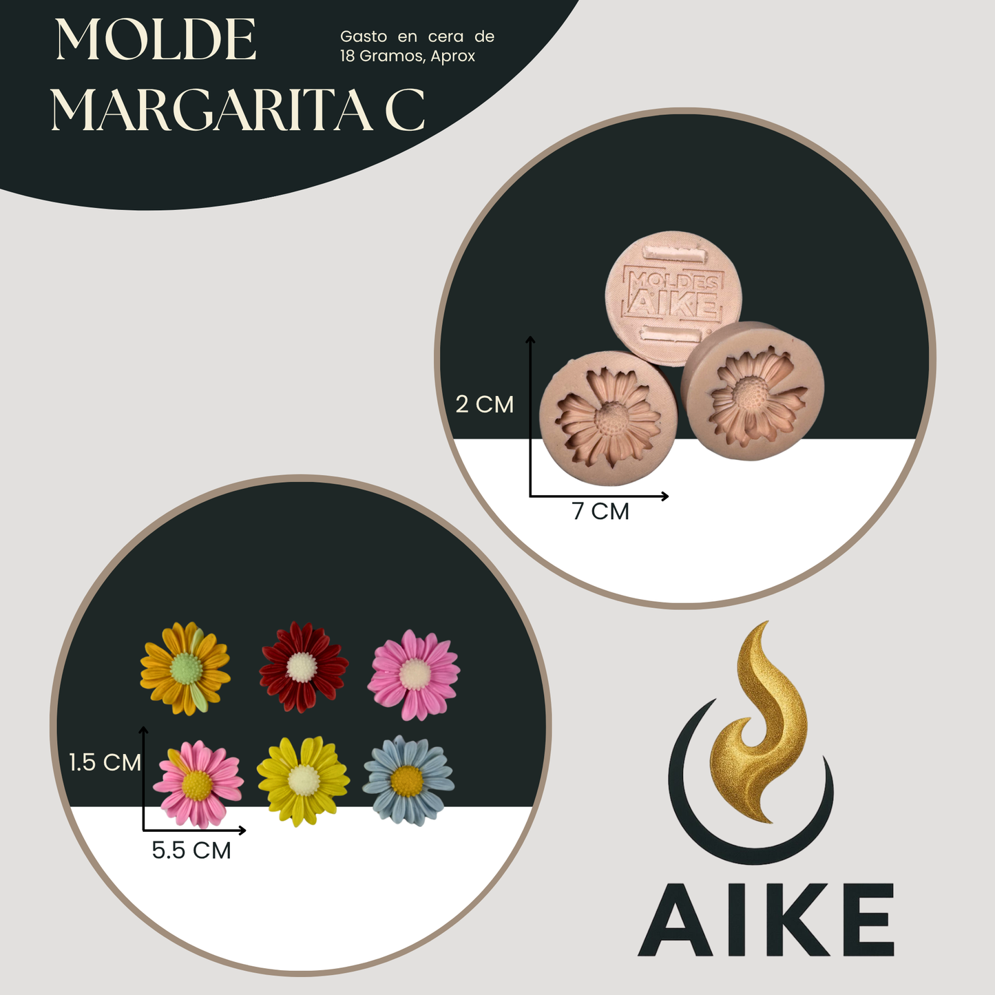 Molde Margarita C para Velas Artesanales y Aromáticas | Molde de Silicona 3D Decorativo