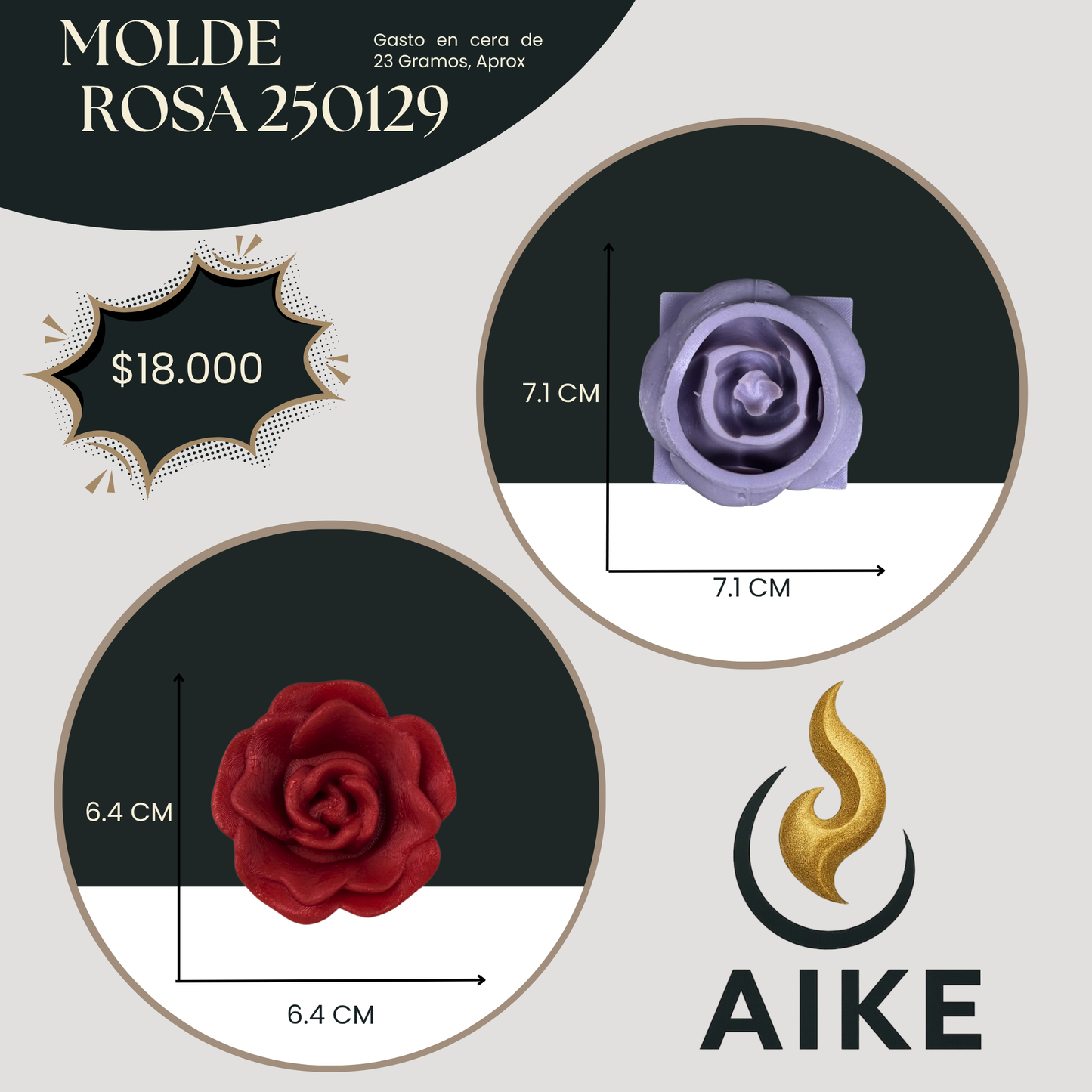 Molde Rosa 250129 para Velas | Molde de Silicona 3D Decorativo