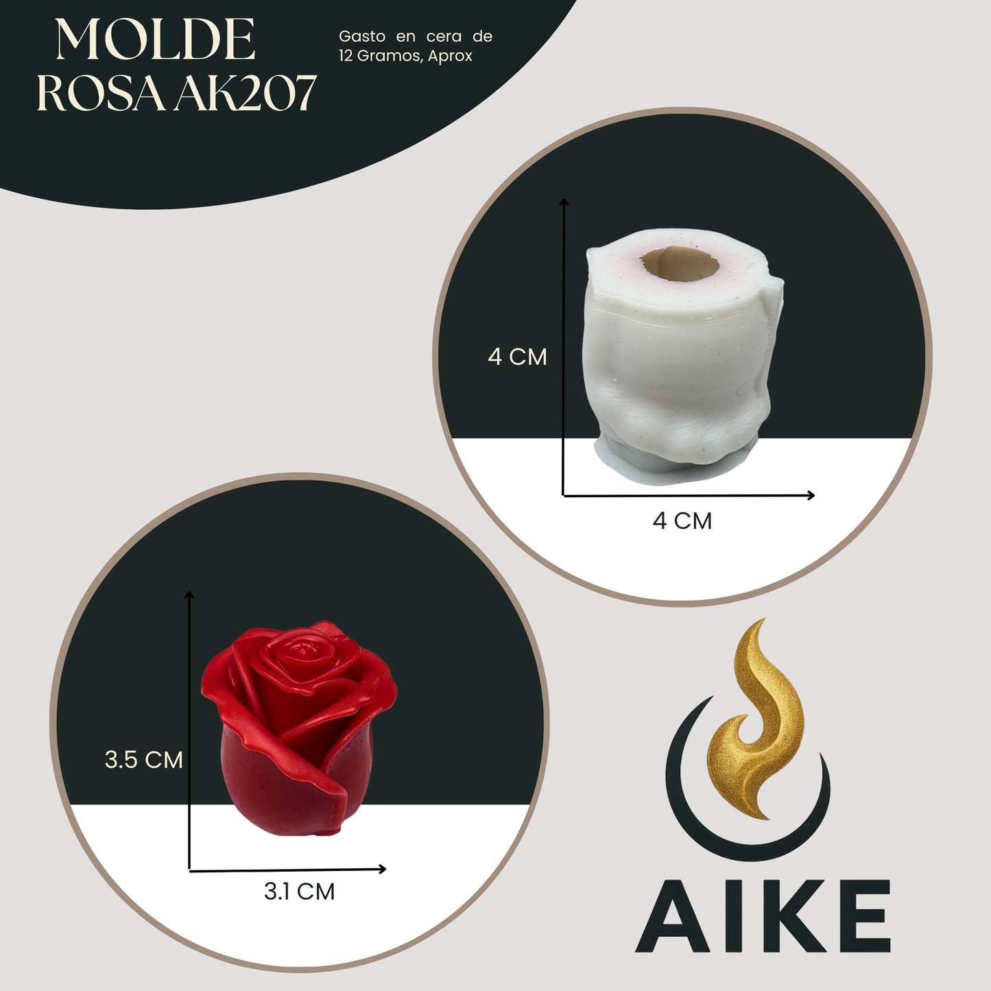 Molde de Silicona Rosa AK207 para Velas | Molde 3D Premium