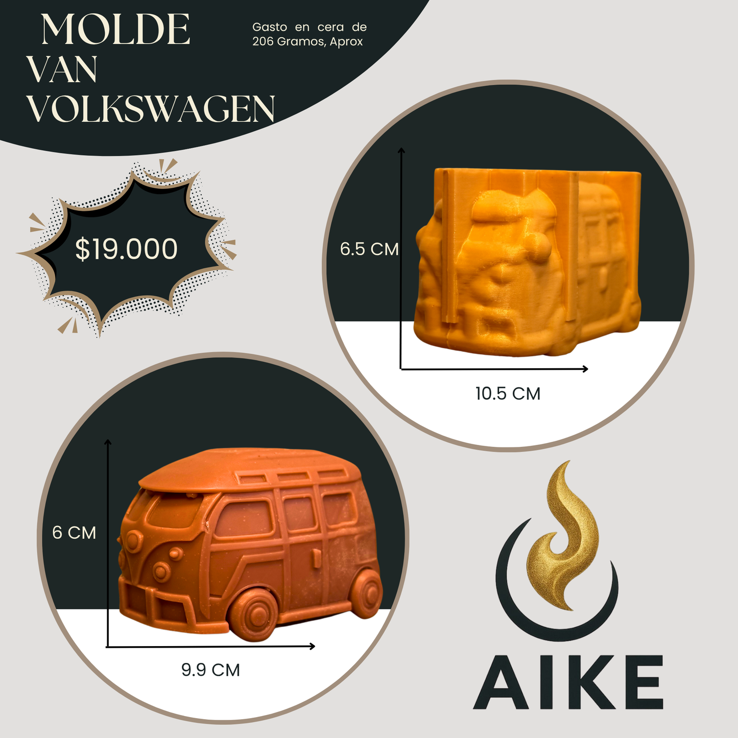 Molde Van Volkswagen para Velas | Molde de Silicona Decorativo 3D
