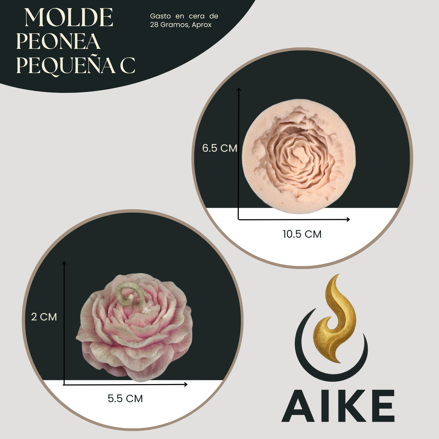 Molde Peonía Pequeña para Velas Artesanales y Aromáticas | Molde de Silicona 3D Decorativo