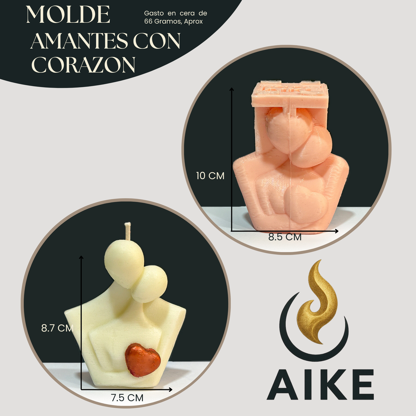 Molde Amantes con Corazón para Velas | Molde de Silicona 3D Decorativo Romántico