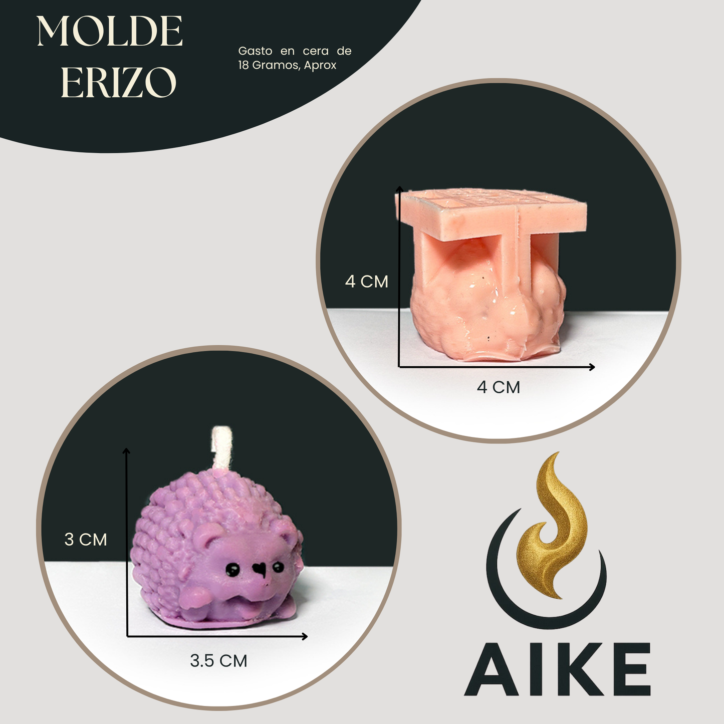 Molde Erizo para Velas | Molde Animal Mini Decorativo en Silicona