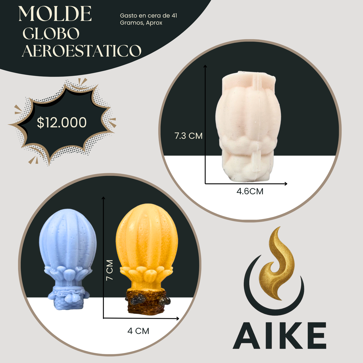 Molde Globo Aerostático para Velas Artesanales y Aromáticas | Molde de Silicona 3D Decorativo