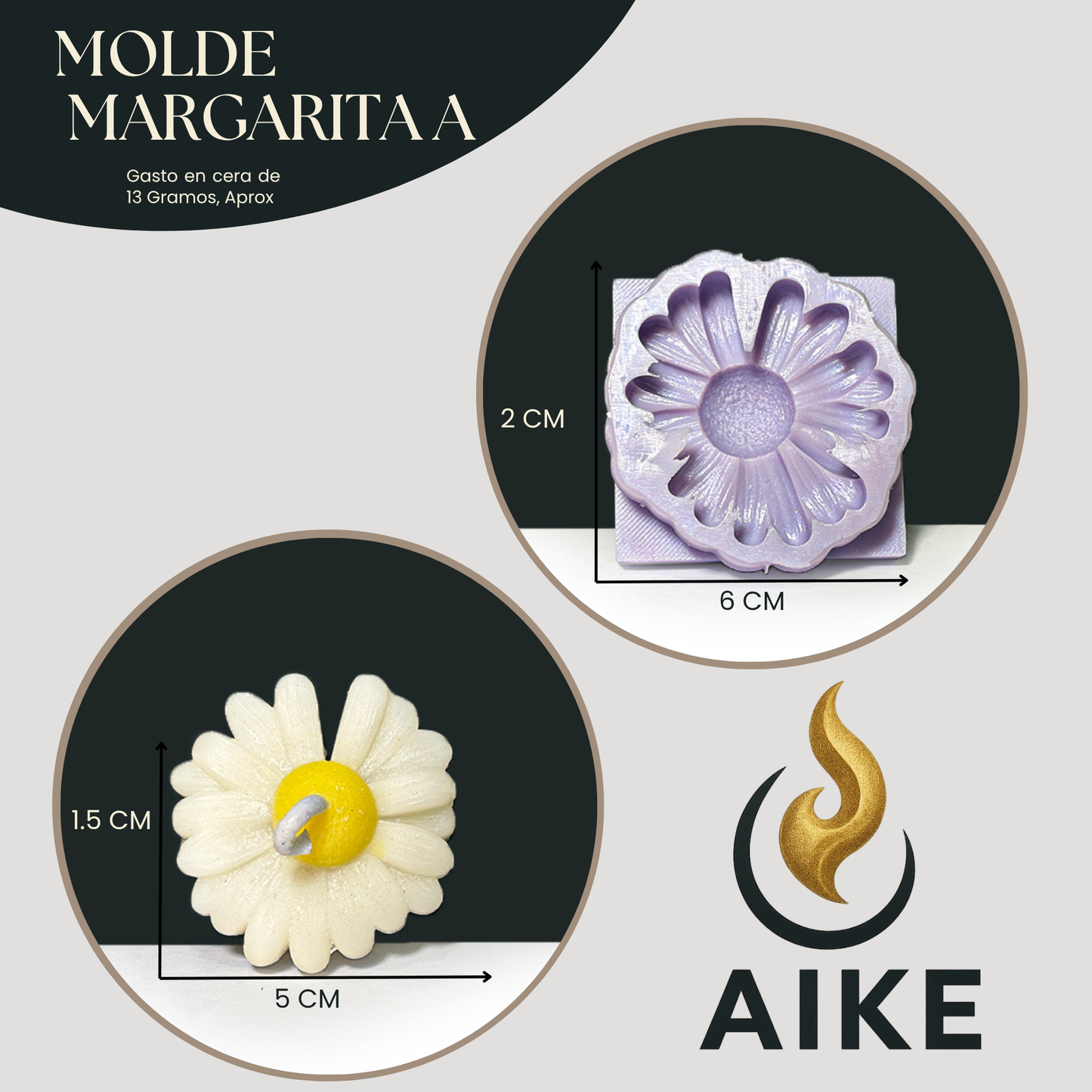 Molde Margarita A para Velas | Molde de Silicona Floral Decorativo