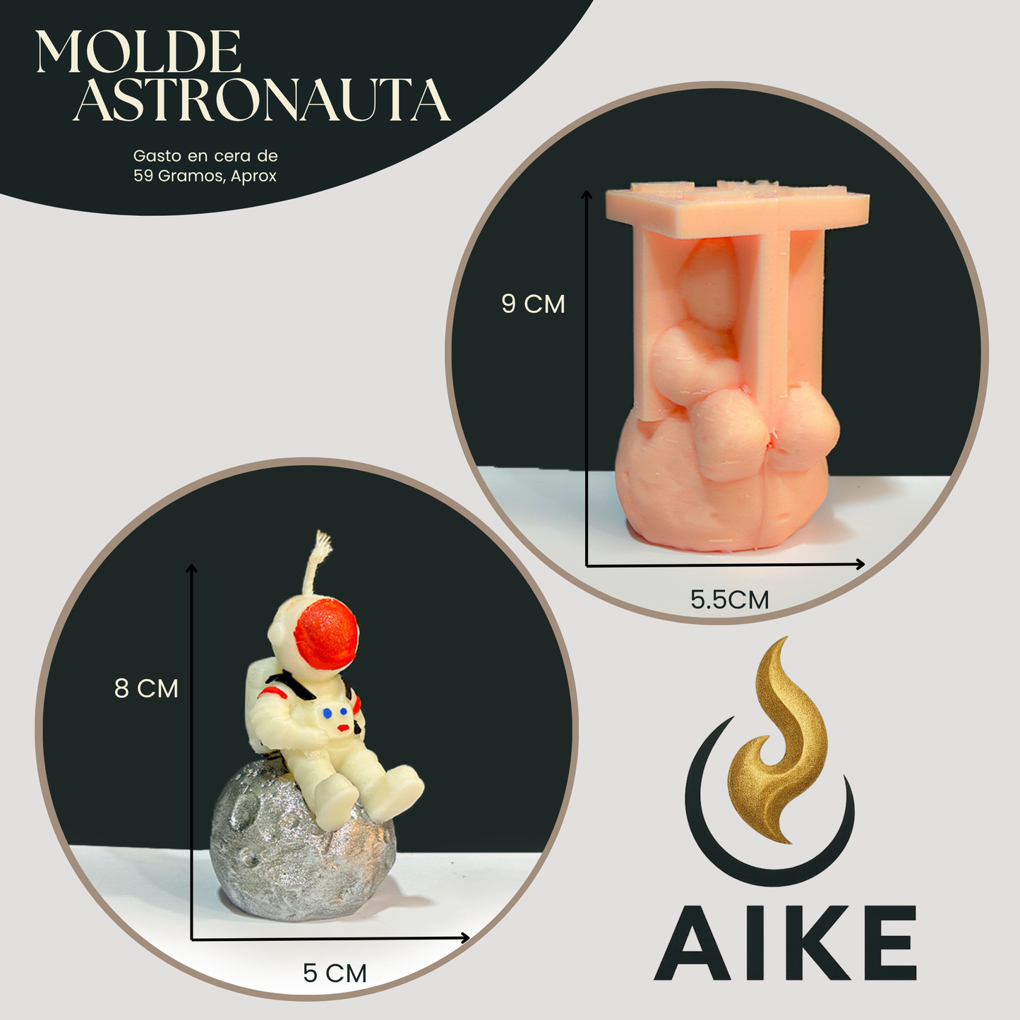 Molde Astronauta en la Luna para Velas | Molde Silicona 3D Decorativo Espacial