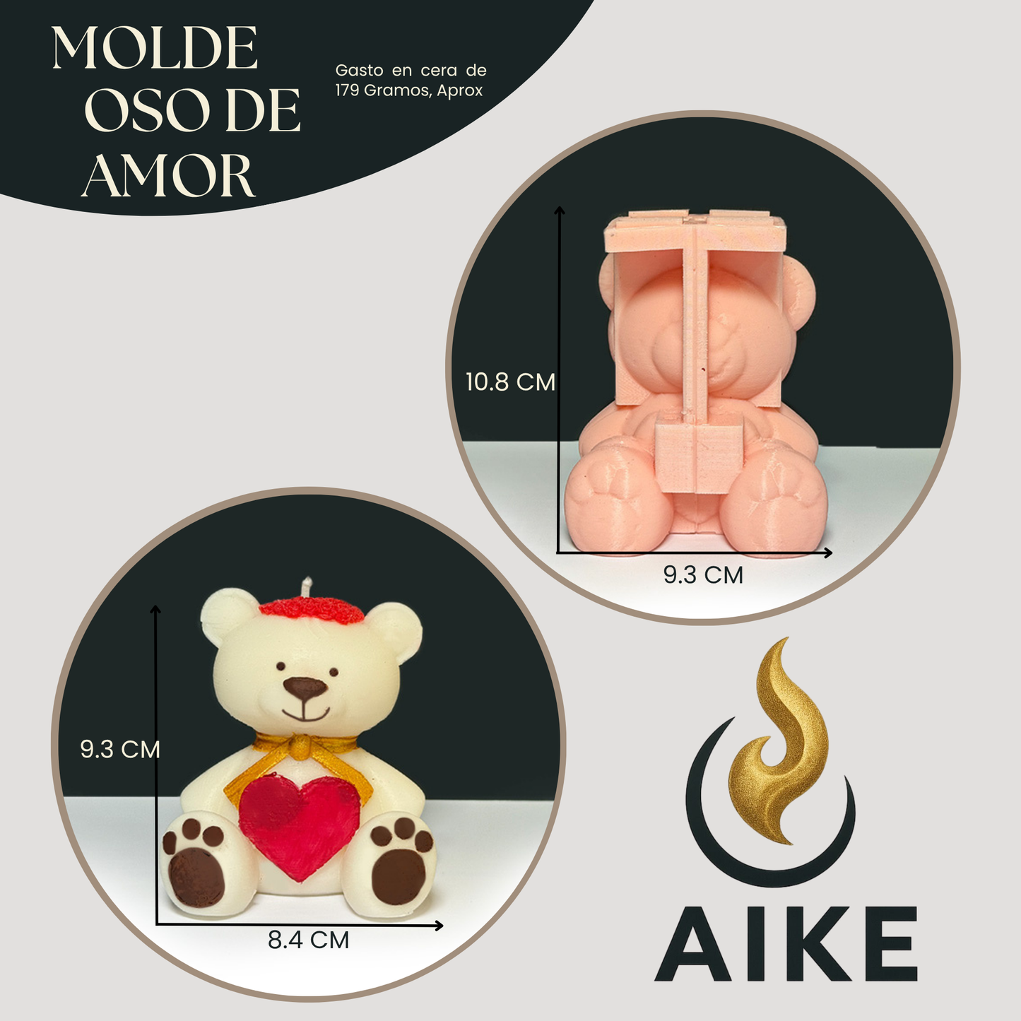 Molde Oso de Amor para Velas Artesanales y Aromáticas | Molde de Silicona 3D Decorativo