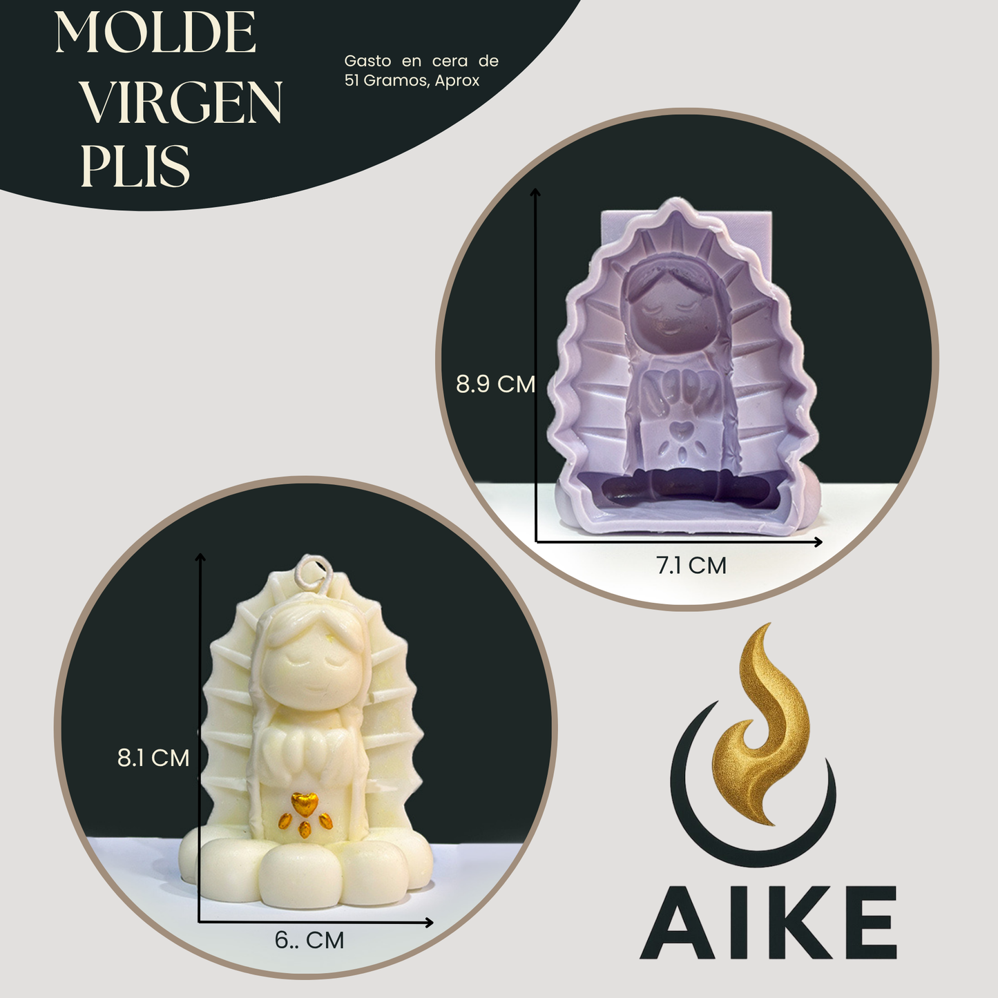 Molde Virgen Plis para Velas Artesanales y Aromáticas | Molde de Silicona 3D Decorativo