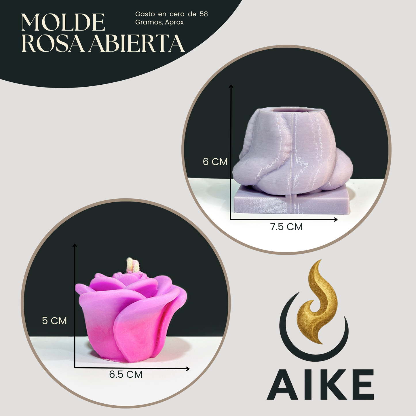Molde Rosa Abierta para Velas | Molde de Silicona 3D Flor Decorativa Premium