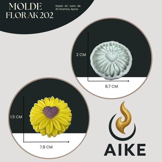 Molde de Silicona Flor AK202 para Velas | Molde 3D Premium