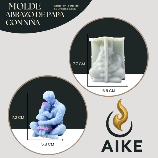 Molde de Silicona Abrazo de Papá con Niña para Velas | Molde 3D Premium