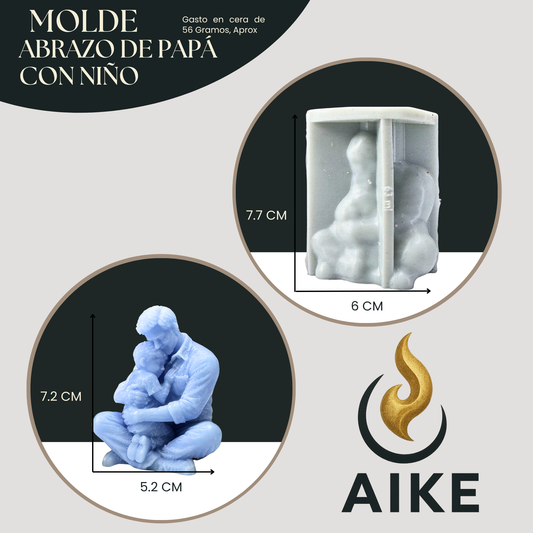 Molde de Silicona Abrazo de Papá con Niño para Velas | Molde 3D Premium
