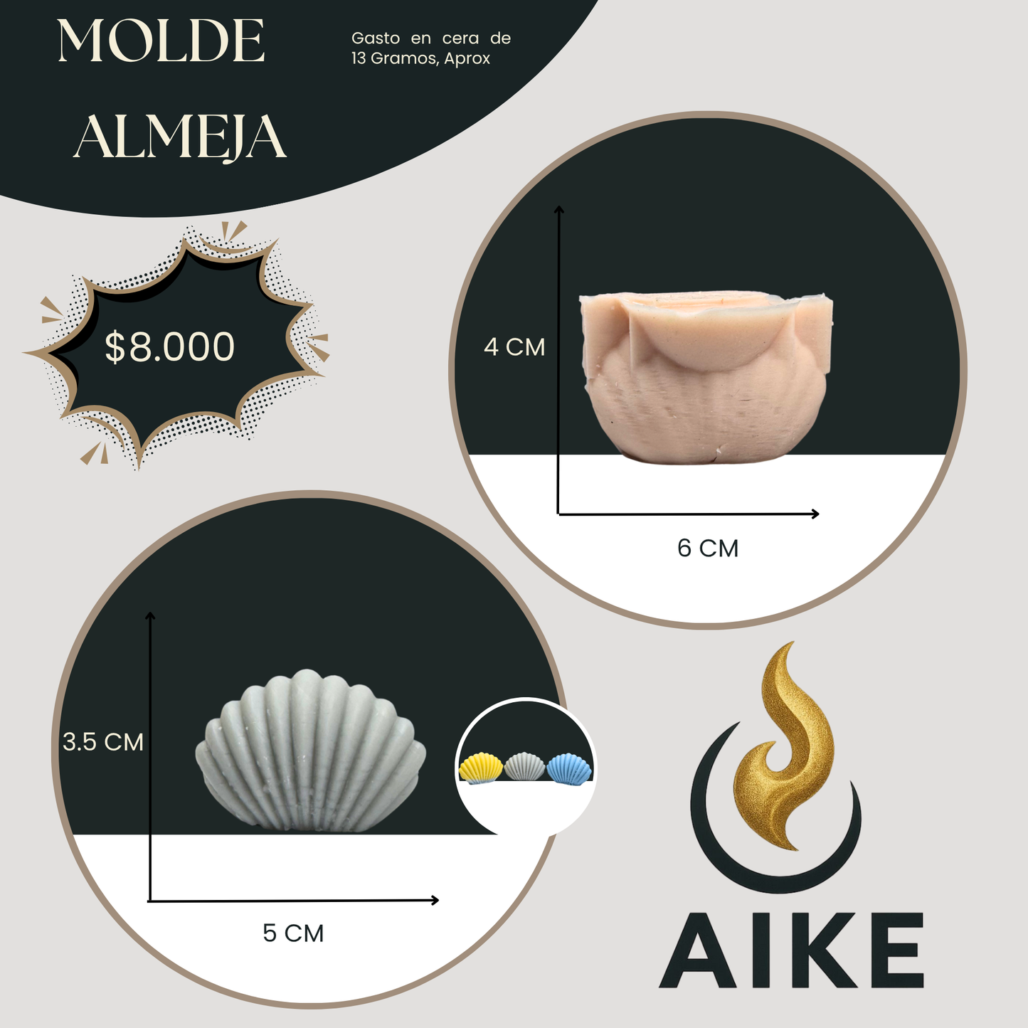 Molde de Concha para Velas | Molde de Almeja Decorativo en Silicona