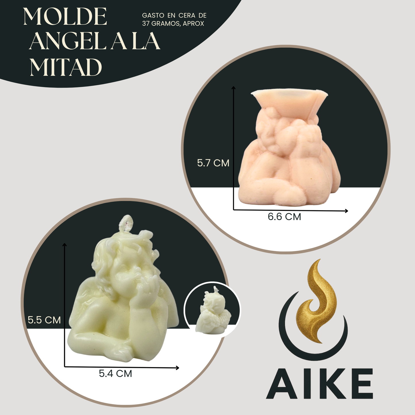 Molde Ángel a la Mitad para Velas Artesanales y Aromáticas | Molde de Silicona 3D Decorativo