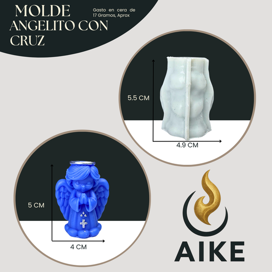 Molde de Silicona Angelito con Cruz para Velas | Molde 3D Premium