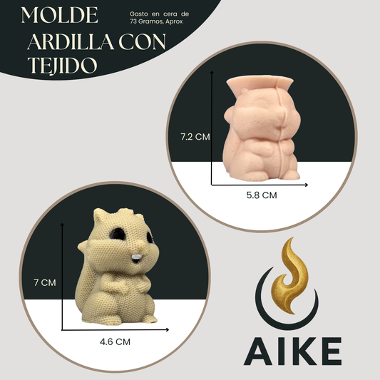 Molde Ardilla Crochet para Velas | Molde de Silicona Textura Tejido 3D