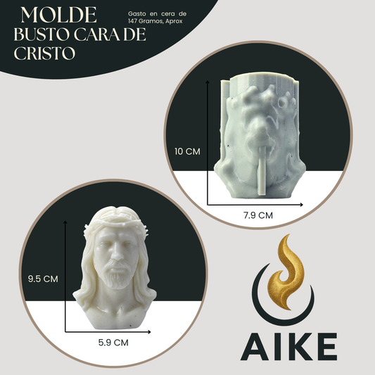 Molde de Silicona Busto Cara de Cristo para Velas | Molde 3D Premium