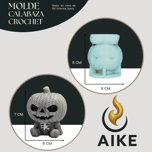 Molde de Silicona Calabaza Crochet para Velas | Molde 3D Halloween