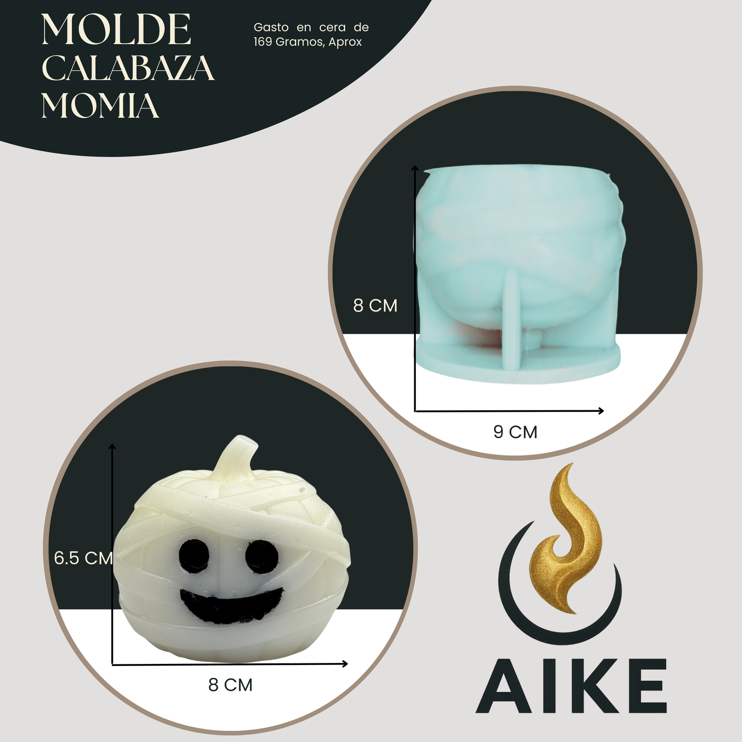 Molde de Silicona Calabaza Momia Halloween | Molde 3D