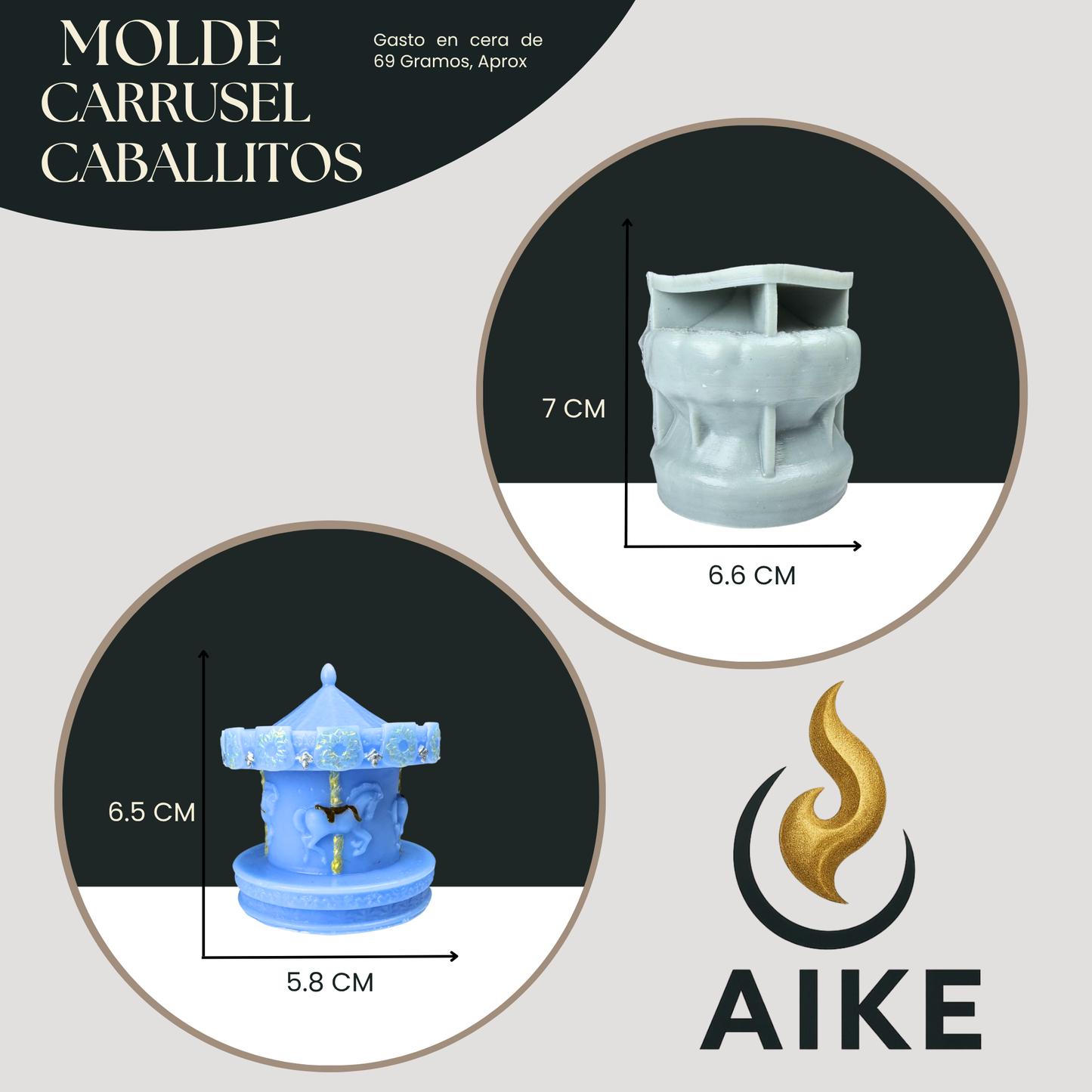Molde Carrusel para Velas Artesanales y Aromáticas | Molde de Silicona 3D Decorativo