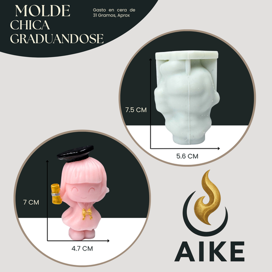 Molde de Silicona Chica Graduándose para Velas | Molde 3D Premium