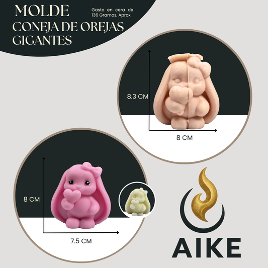 Molde Coneja de Orejas Grandes para Velas | Molde de Silicona Cute 3D Decorativo