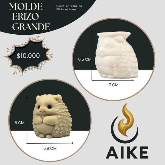 Molde Erizo Grande para Velas | Molde de Silicona Animal Decorativo 3D