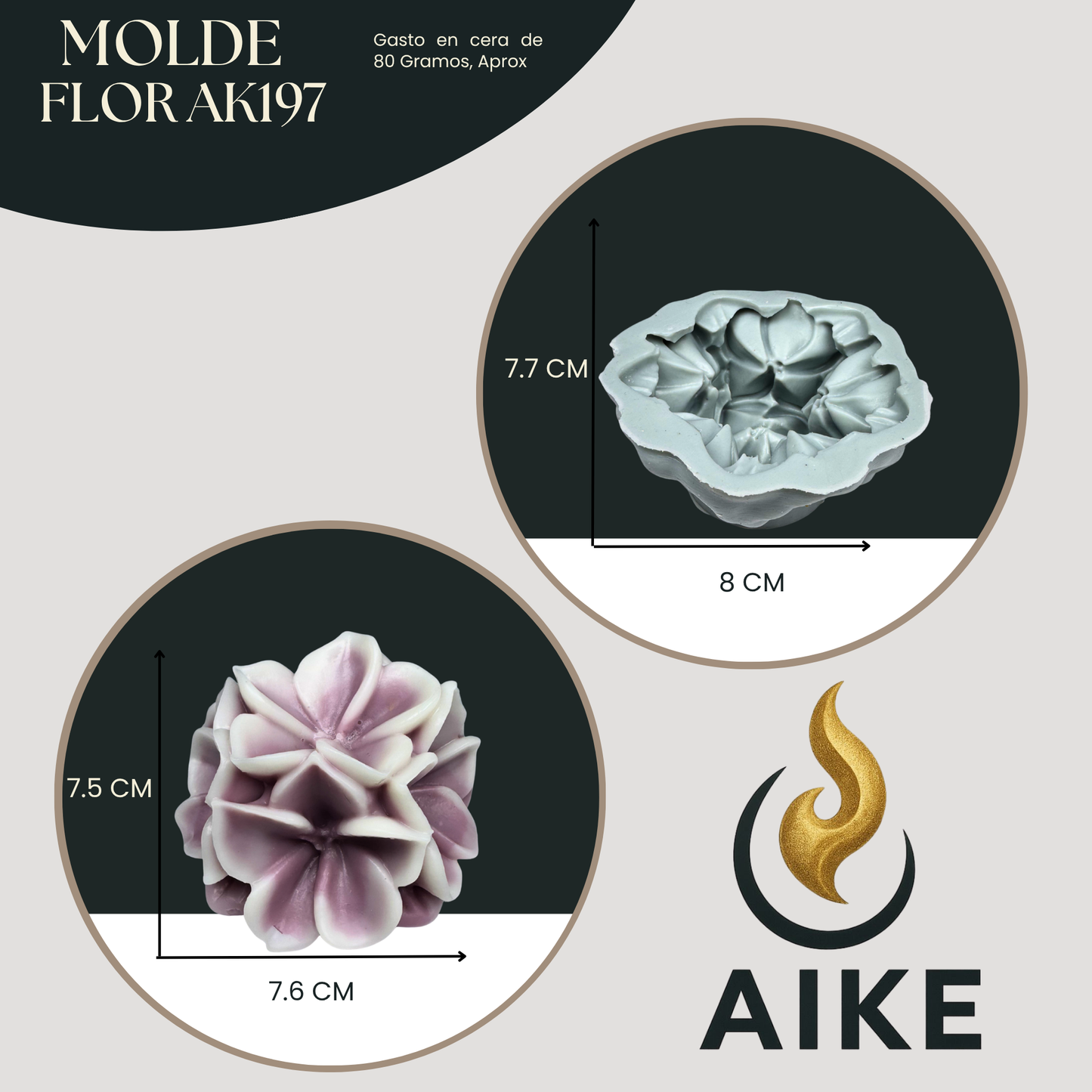 Molde de Silicona Flor AK197 para Velas | Molde 3D Premium