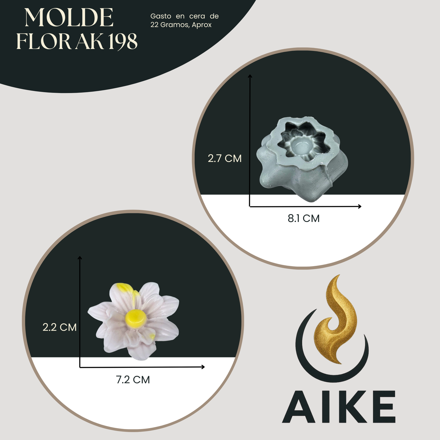 Molde de Silicona Flor AK198 para Velas | Molde 3D Premium