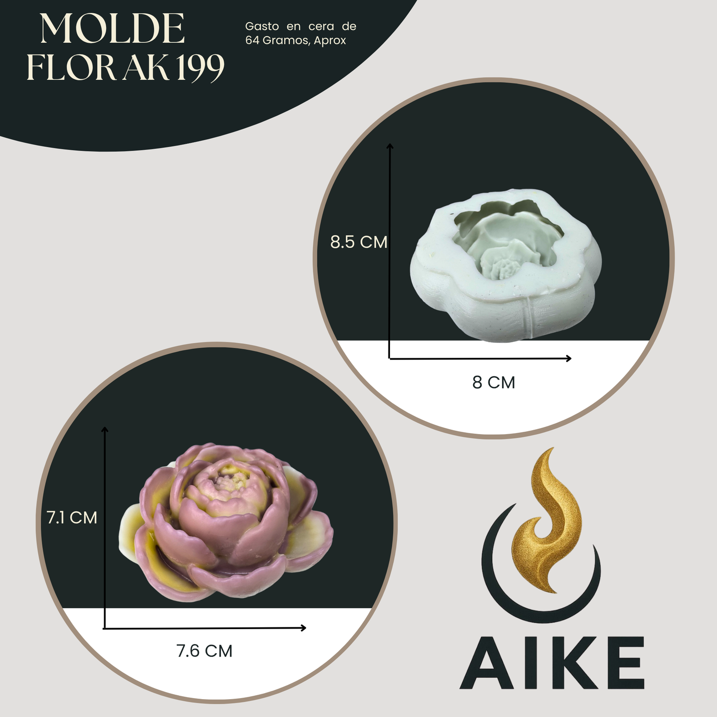 Molde de Silicona Flor AK199 para Velas | Molde 3D Premium