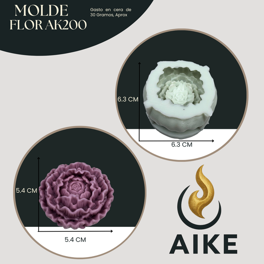 Molde de Silicona Flor AK200 para Velas | Molde 3D Premium