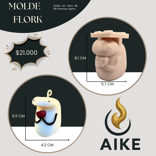 Molde Flork para Velas | Molde de Silicona 3D Personaje con Corazón