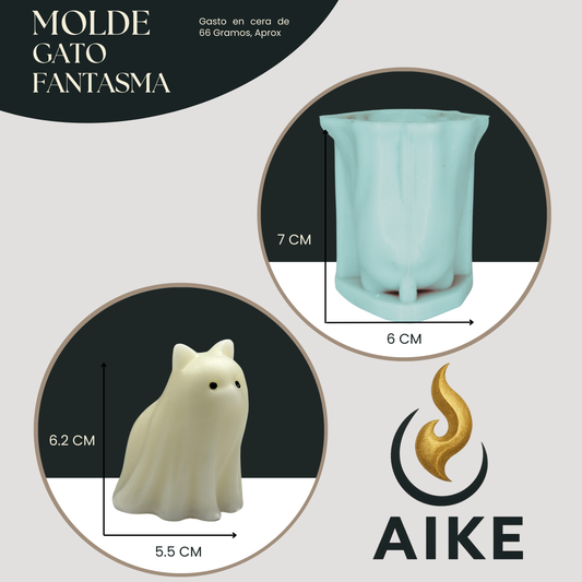 Molde de Silicona Gato Fantasma Halloween | Molde 3D