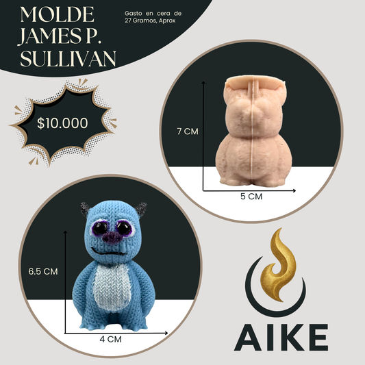 Molde Monstruo James P. Sullivan Peluche Tejido para Velas | Molde Silicona 3D Decorativo Premium