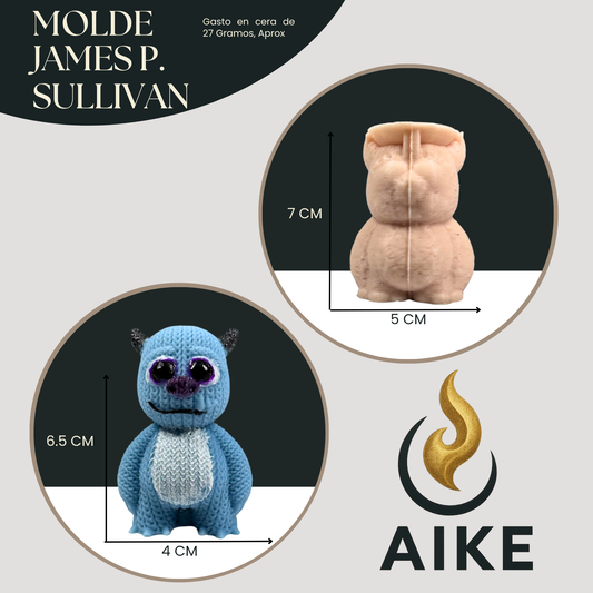 Molde Monstruo James P. Sullivan Peluche Tejido para Velas | Molde Silicona 3D Decorativo Premium