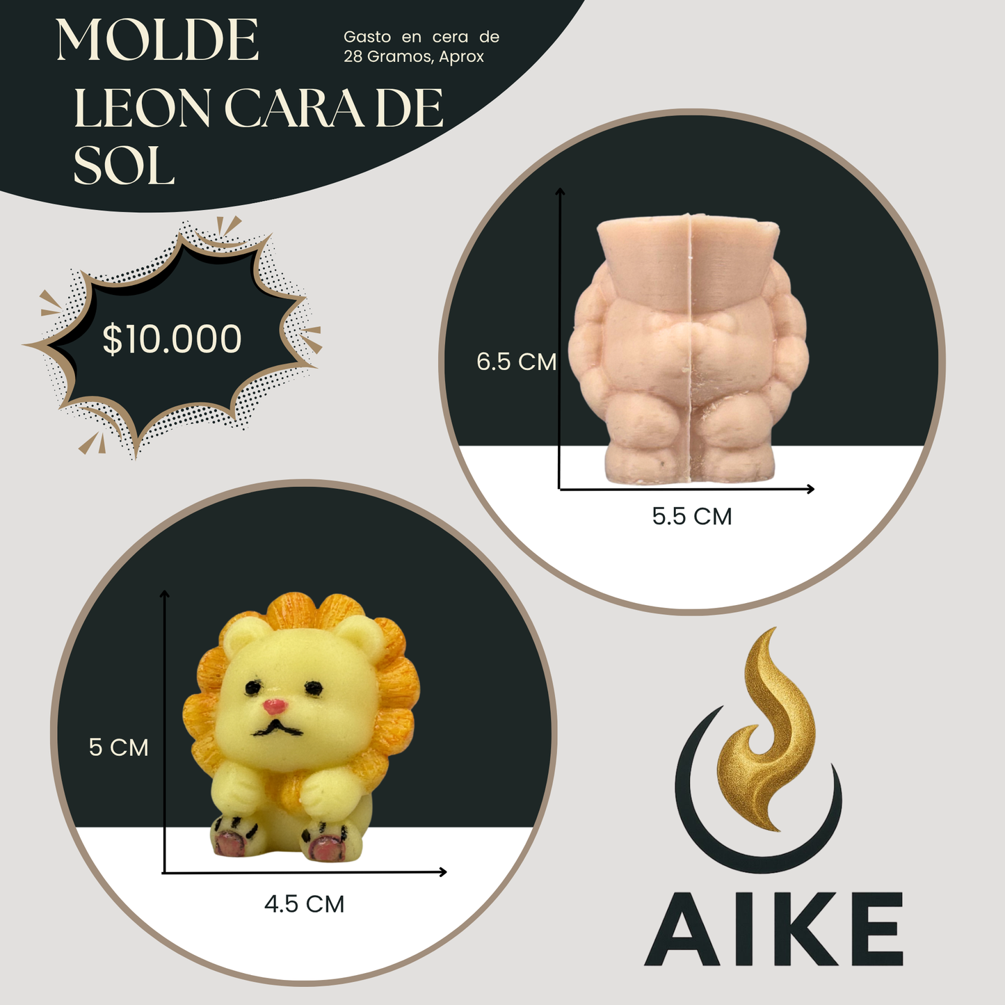 Molde León Cara de Sol para Velas | Molde Decorativo Infantil en Silicona