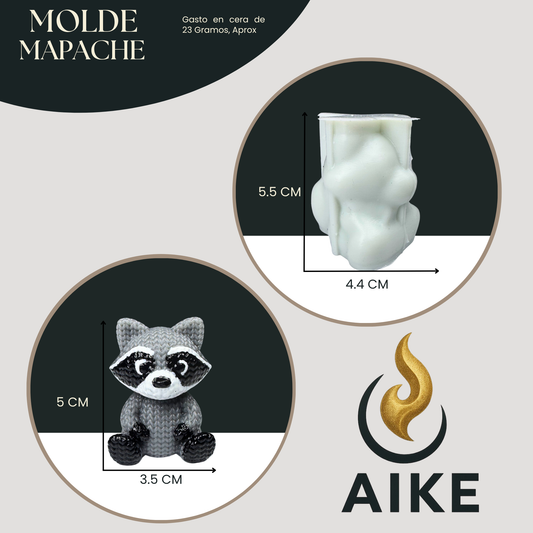 Molde de Silicona Mapache para Velas | Molde 3D Premium