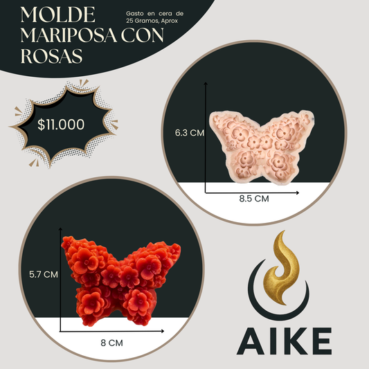 Molde Mariposa con Rosas para Velas | Molde de Silicona Decorativo 3D