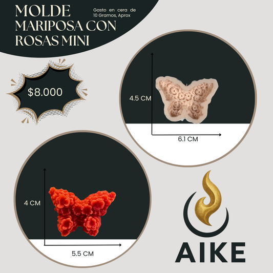 Molde Mariposa con Rosas Mini para Velas | Molde de Silicona Decorativo 3D