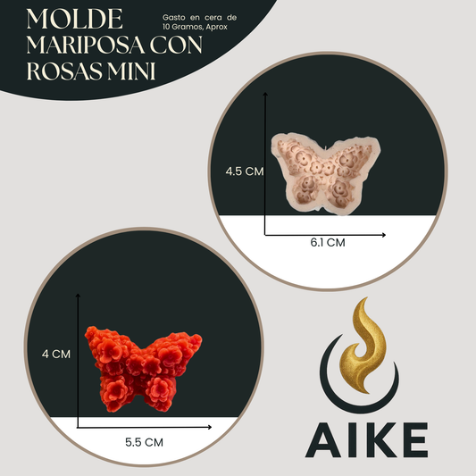 Molde Mariposa con Rosas Mini para Velas | Molde de Silicona Decorativo 3D