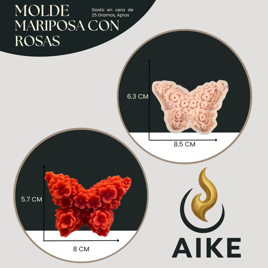 Molde Mariposa con Rosas para Velas | Molde de Silicona Decorativo 3D