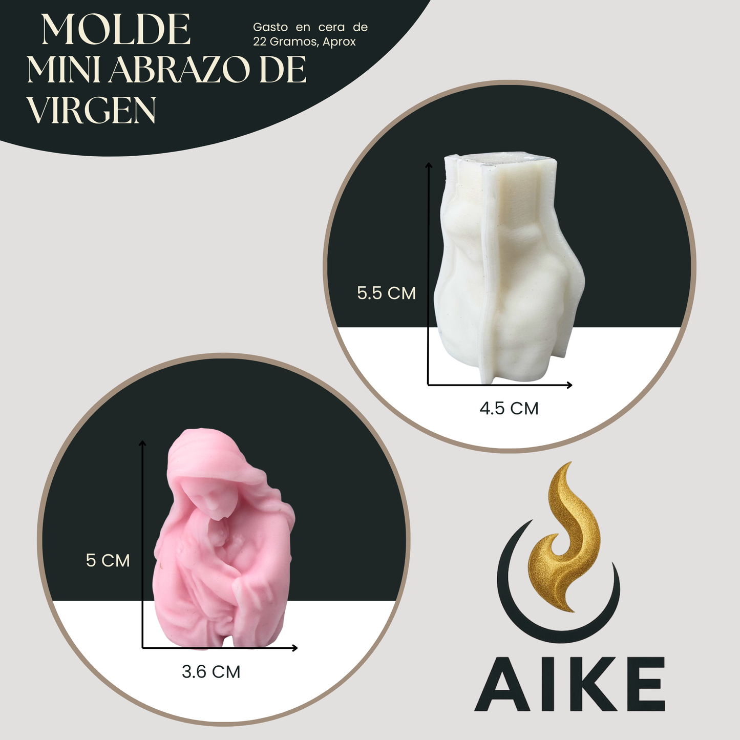 Molde de Silicona Mini Abrazo de Virgen para Velas | Molde 3D Premium