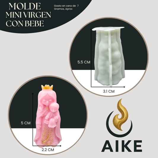 Molde de Silicona Mini Virgen con Bebé para Velas | Molde 3D Premium