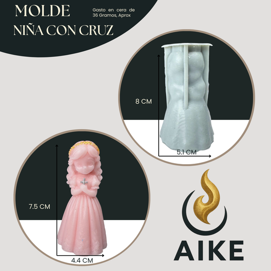 Molde de Silicona Niña con Cruz para Velas | Molde 3D Premium Primera Comunión