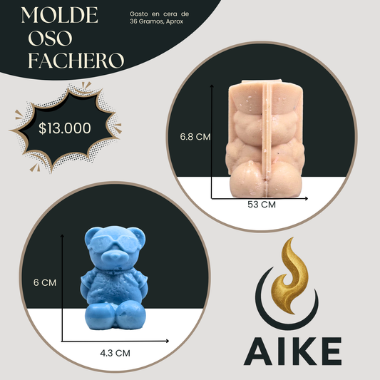 Molde Oso Fachero para Velas | Molde de Silicona Decorativo 3D
